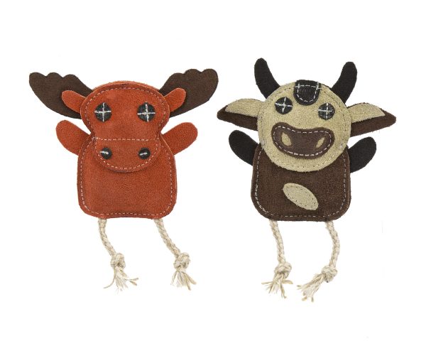 HHN30795 2-pack Moose & Cow  Squeaky Leather Wee's Naturals