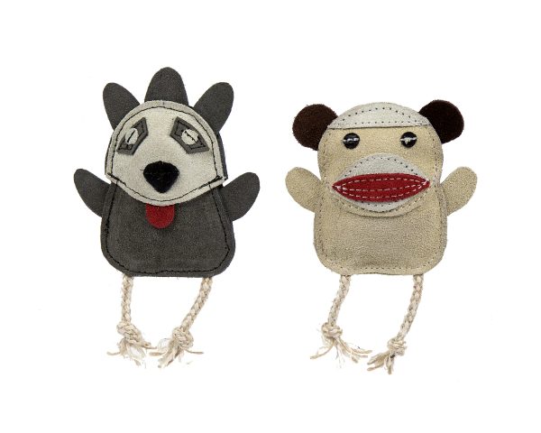 HHN30796 2-pack Monkey & Raccoon Squeaky Leather Wee's Naturals
