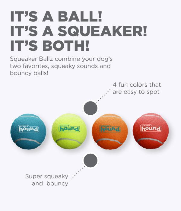 OH68002M Squeaker Ballz M - 4 pack(prijs webshop is per 3 stuks) - Afbeelding 2